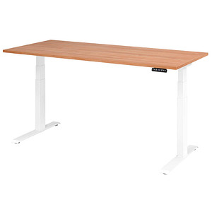 HAMMERBACHER XDKB19 elektrisch höhenverstellbarer Schreibtisch nussbaum rechteckig, C-Fuß-Gestell weiß 180,0 x 80,0 cm