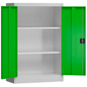 ClassiX Stahlschrank X-530295 lichtgrau, gelbgrün 2 Fachböden 80,0 x 38,0 x 120,0 cm, aufgebaut, 1 St.