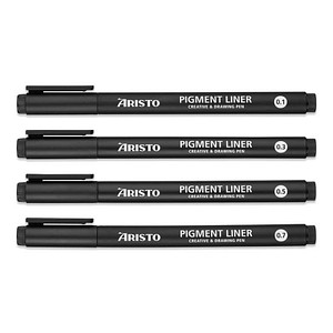 ARISTO Pigment Fineliner schwarz 0,1 + 0,3 + 0,5 + 0,7 mm, 4 St.
