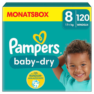 Pampers® Windeln baby-dry™ Monatsbox Größe Gr.8 (17+ kg) für Kids und Teens (4-12 Jahre), 120 St.