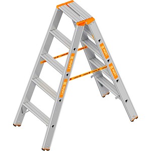 Layher Stehleiter beidseitig TOPIC 1043 silber 2x 5 Stufen, H: 125,0 cm