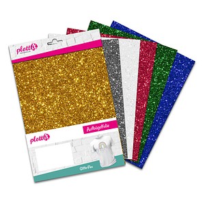 plottiX GlitterFlex Aufbügelfolie farbsortiert Effekt-Folie 20,0 x 30,0 cm,  6 St.