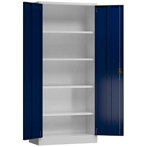 ClassiX Stahlschrank X-530331 enzianblau, lichtgrau 4 Fachböden 80,0 x 38,0 x 180,0 cm, aufgebaut, 1 St.