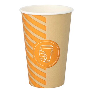 PAPSTAR Einweg-Kaffeebecher Coffee Line braun, orange 0,3 l, 50 St.