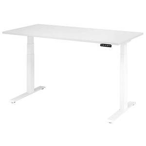 HAMMERBACHER XDKB16 elektrisch höhenverstellbarer Schreibtisch weiß rechteckig, C-Fuß-Gestell weiß 160,0 x 80,0 cm