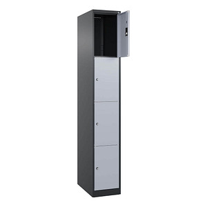 CP Schließfachschrank Classic Plus schwarzgrau, weißaluminium 080000-104 S10020, 4 Schließfächer 30,0 x 50,0 x 185,0 cm