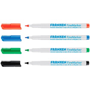 FRANKEN Whiteboard- und Flipchart-Marker farbsortiert 1,0 - 2,0 mm, 4 St.