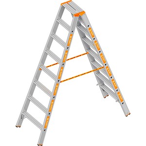 Layher Stehleiter beidseitig TOPIC 1043 silber 2x 8 Stufen, H: 200,0 cm