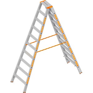 Layher Stehleiter beidseitig TOPIC 1043 silber 2x 10 Stufen, H: 250,0 cm