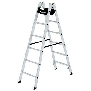 MUNK Stehleiter beidseitig 33012 silber 2x 6 Sprossen, H: 183,0 cm