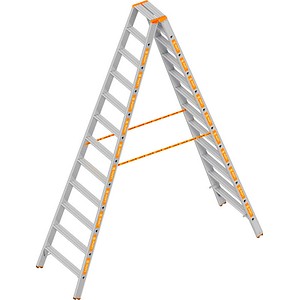 Layher Stehleiter beidseitig TOPIC 1043 silber 2x 12 Stufen, H: 300,0 cm