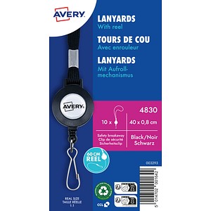 AVERY Zweckform Lanyards 4830, Federhaken, schwarz, 10 St.