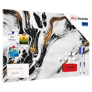 ALLboards Magnettafel 90,0 x 60,0 cm Marmor gold/weiß