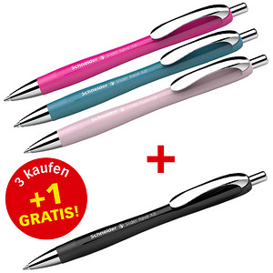 3 + 1 GRATIS: Schneider Kugelschreiber Slider Rave XB farbsortiert, Schreibfarbe: blau, 3 St. + GRATIS 1 Slider Rave XB schwarz