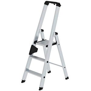 MUNK Stehleiter einseitig 40103 silber 3 Stufen, H: 134,0 cm