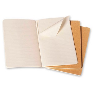 MOLESKINE Notizbuch Cahier ca. DIN A6 liniert, braun Softcover 80 Seiten, 3 St.