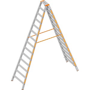 Layher Stehleiter beidseitig TOPIC 1043 silber 2x 14 Stufen, H: 350,0 cm