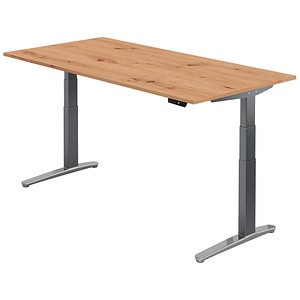 HAMMERBACHER VXBHM2E elektrisch höhenverstellbarer Schreibtisch asteiche rechteckig, C-Fuß-Gestell grau 200,0 x 100,0 cm