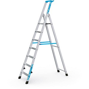 ZARGES Stehleiter einseitig Nova S silber 7 Stufen, H: 226,0 cm