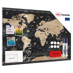 ALLboards Magnettafel 90,0 x 60,0 cm Weltkarte