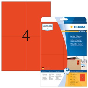 HERMA Etiketten 4562 rot 105,0 x 148,0 mm, 20 Blatt