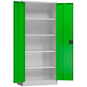 ClassiX Stahlschrank X-530335 lichtgrau, gelbgrün 4 Fachböden 80,0 x 38,0 x 180,0 cm, aufgebaut, 1 St.