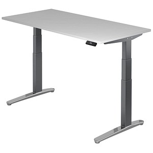 HAMMERBACHER VXBHM16 elektrisch höhenverstellbarer Schreibtisch lichtgrau rechteckig, C-Fuß-Gestell grau 160,0 x 80,0 cm