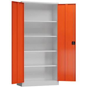 ClassiX Stahlschrank X-530344 feuerrot, lichtgrau 4 Fachböden 92,0 x 42,0 x 194,5 cm, aufgebaut, 1 St.