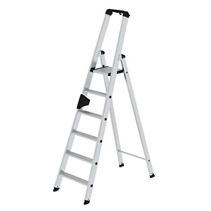 MUNK Stehleiter einseitig 40106 silber 6 Stufen, H: 181,0 cm