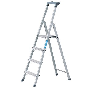 ZARGES Stehleiter einseitig Scana S silber 4 Stufen, H: 159,0 cm