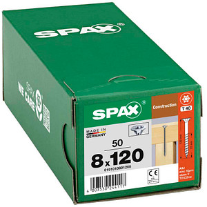 SPAX® Holzbauschrauben T40 Senkkopf WIROX 8 mm x 120 mm, 50 St.