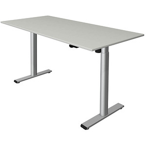 Kerkmann Move 1 base elektrisch höhenverstellbarer Schreibtisch lichtgrau rechteckig, T-Fuß-Gestell silber 160,0 x 80,0 cm