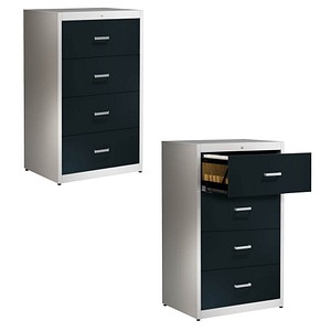 mauser client entry Hängeregistraturschrank alu, anthrazitgrau 4 Schubladen 80,0 x 60,0 x 135,0 cm, 1 St.