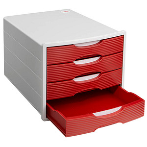 Printus Schubladenbox  rot 1001-P-17D, DIN A4 mit 4 Schubladen, 1 St.