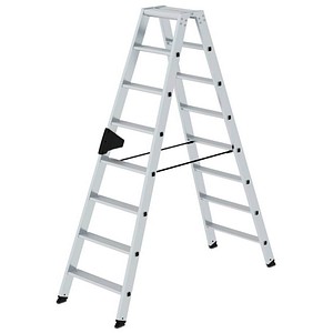 MUNK Stehleiter beidseitig 40216 silber 2x 8 Stufen, H: 185,0 cm