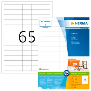 HERMA Etiketten 4606 weiß 38,1 x 21,2 mm, 200 Blatt