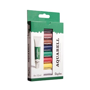 Rayher Künstler-Set mit 8 Farben Aquarellfarben farbsortiert 8 x 12,0 ml, 8 St.