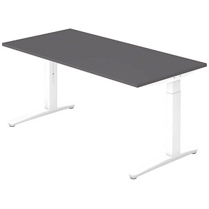 HAMMERBACHER XB16 höhenverstellbarer Schreibtisch grafit rechteckig, C-Fuß-Gestell weiß 160,0 x 80,0 cm