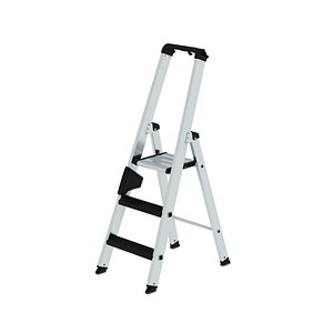 MUNK Stehleiter einseitig 42103 silber 3 Stufen, H: 134,0 cm