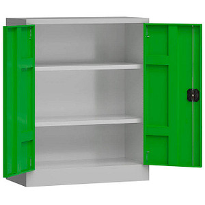 ClassiX Stahlschrank X-530315 lichtgrau, gelbgrün 2 Fachböden 80,0 x 38,0 x 100,0 cm, aufgebaut, 1 St.
