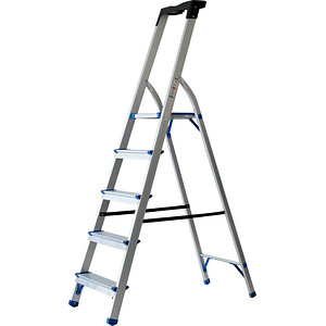 pavo Stehleiter einseitig silber 5 Stufen, H: 159,0 cm