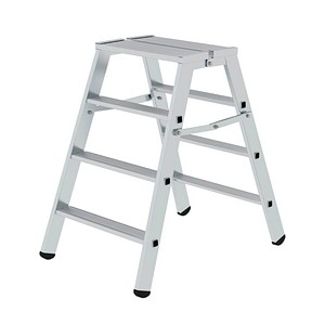 MUNK Stehleiter beidseitig 50096 silber 2x 4 Stufen, H: 93,0 cm