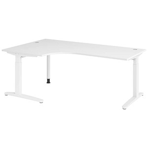 HAMMERBACHER VXB82 höhenverstellbarer Schreibtisch weiß L-Form, C-Fuß-Gestell weiß 200,0 x 120,0 cm