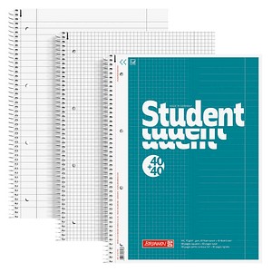 BRUNNEN Collegeblock Student DUO liniert und kariert DIN A4 mit Randlinie (innen und außen), 5 St.
