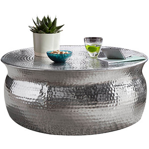 WOHNLING Couchtisch rund Aluminium silber 75,0 x 75,0 x 31,0 cm, 1 St.