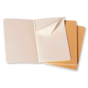 MOLESKINE Notizbuch Cahier ca. DIN A6 blanko, braun Softcover 80 Seiten, 3 St.