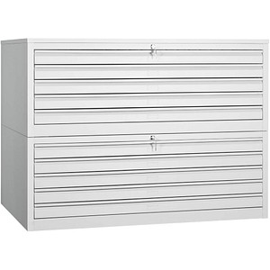 Gürkan Planschrank lichtgrau 10 Schubladen 140,0 x 95,0 x 105,0 cm