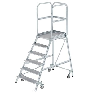 MUNK Podestleiter 50106 fahrbar silber 6 Stufen, H: 244,0 cm