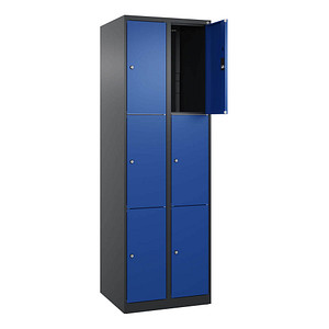 CP Schließfachschrank Classic Plus enzianblau, schwarzgrau 080000-203 S10033, 6 Schließfächer 60,0 x 50,0 x 185,0 cm