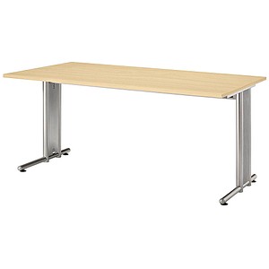 HAMMERBACHER Prokura Schreibtisch ahorn rechteckig, C-Fuß-Gestell silber 160,0 x 80,0 cm